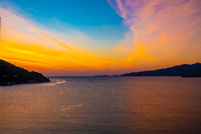 sunset at New Ageli Resort and Hotel Poros Greece