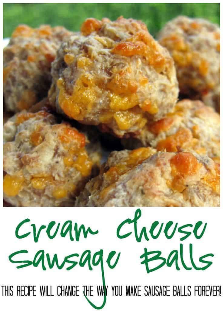 Cream Cheese Sausage Balls - this recipe will change the way you make sausage ball forever! Only 4 ingredients! Seriously THE BEST sausage balls EVER! Freeze for a quick snack!