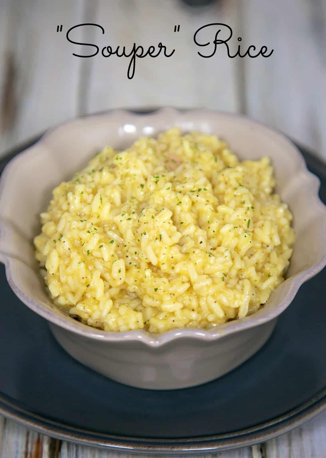 Souper Rice - quick creamy cheater risotto recipe made with minute rice, cream of chicken soup, chicken broth and parmesan cheese - ready in 10 minutes.