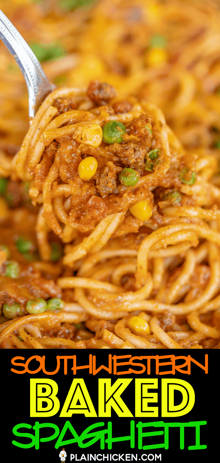 spaghetti casserole on a fork