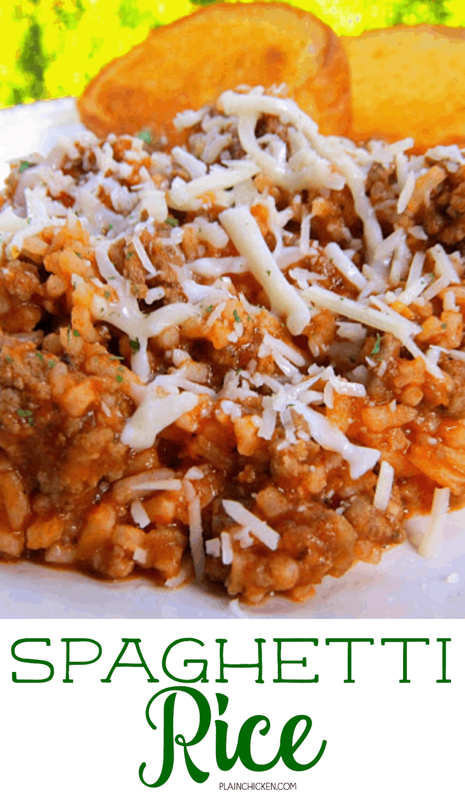 Spaghetti Rice Recipe - homemade meat sauce tossed with rice instead of pasta. Italian sausage or hamburger, tomato sauce, garlic, onions, Italian spices and rice. Ready in about 15 minutes and naturally gluten free! We LOVED this!!