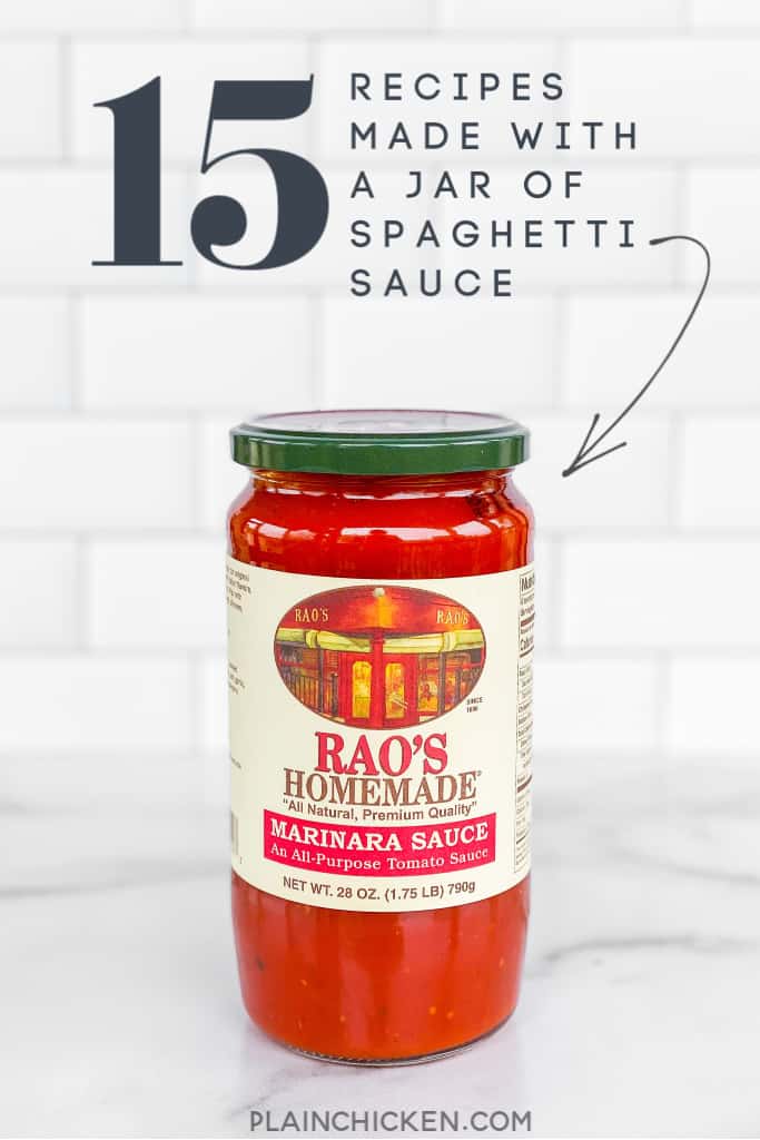 collage of recipes made with a jar of spaghetti saucce