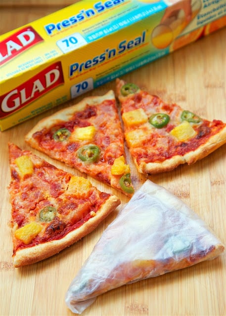 Spicy Hawaiian Pizza - quick homemade pizza that tastes better than any pizza restaurant! Use leftover holiday ham! Everyone loved this flavor combination! Gets a kick from the jalapeños. Wrap leftovers with Glad Press'n Seal.