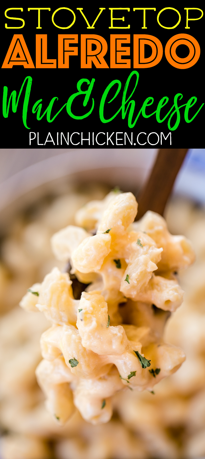 Stovetop Alfredo Mac & Cheese - ready in 10 minutes! We make this all the time! SO easy and SOOOO delicious! Only 5 ingredients! Pasta tossed in jarred Alfredo sauce, cheddar cheese, parmesan cheese and garlic. Perfect weeknight side dish. Great with steak, chicken and pork. 