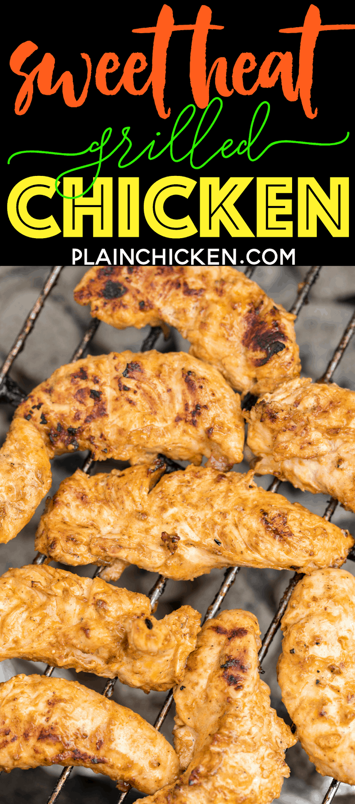 Sweet Heat Chicken - hot sauce and brown sugar marinated chicken that is totally ADDICTING! This is the perfect combination of sweet and spicy! Hot sauce, vinegar, olive oil, onion, garlic, Worcestershire, brown sugar. AMAZING flavor combination! We ate this twice in one week! SO good!