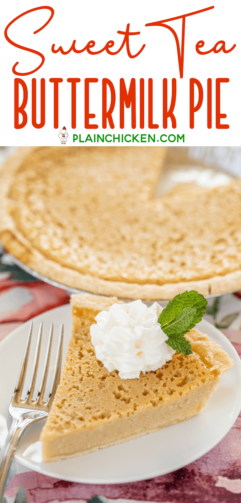 slice of pie topped with whipped cream and mint on a plate