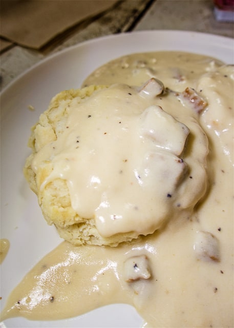 T-Ray's Burger Station at Amelia Island, FL - Biscuits and Sausage Gravy - best breakfast on the island