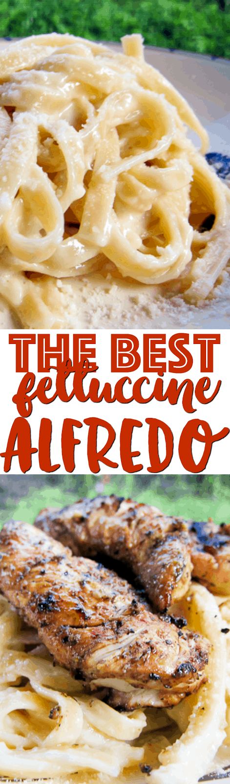 THE BEST Fettuccine Alfredo Sauce Recipe - only 3 ingredients!! Top with grilled chicken for an amazing meal! Ready in minutes!! Better than any restaurant!! A great easy weeknight recipe!