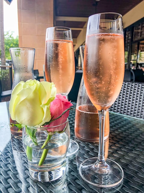two glasses of sparkling rose