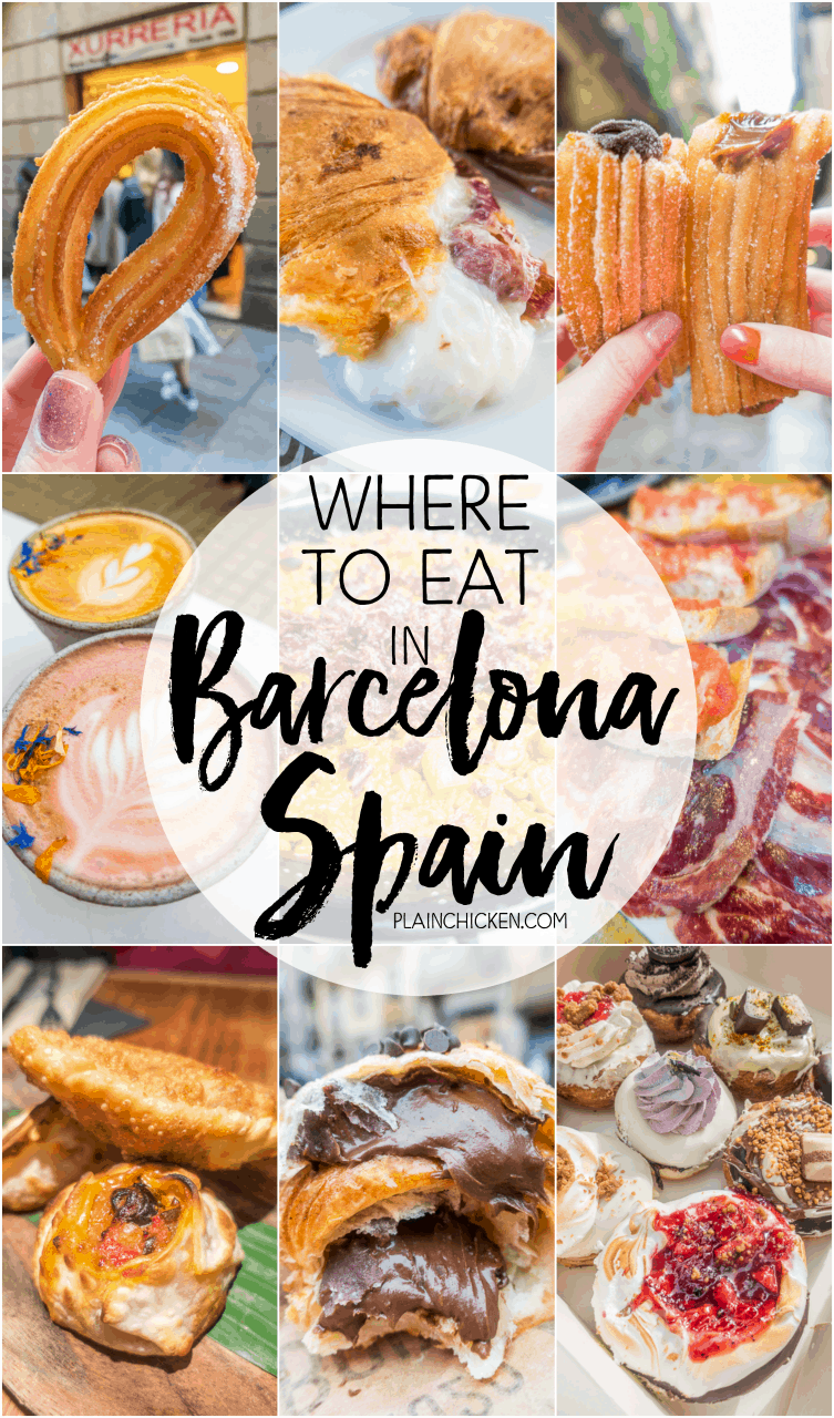 Where to Eat in Barcelona - churros, tapas and more! PLUS a life-changing Nutella croissant that you MUST get on your trip to Barcelona!! SO much great food!