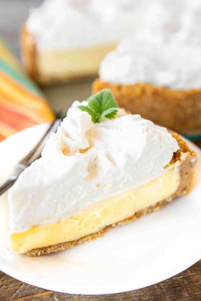 slice of key lime pie on a plate