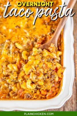 scooping taco pasta from casserole dish