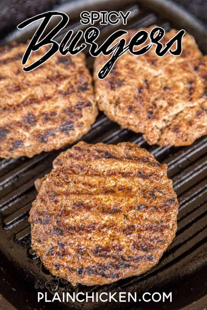 spicy burgers in grill pan