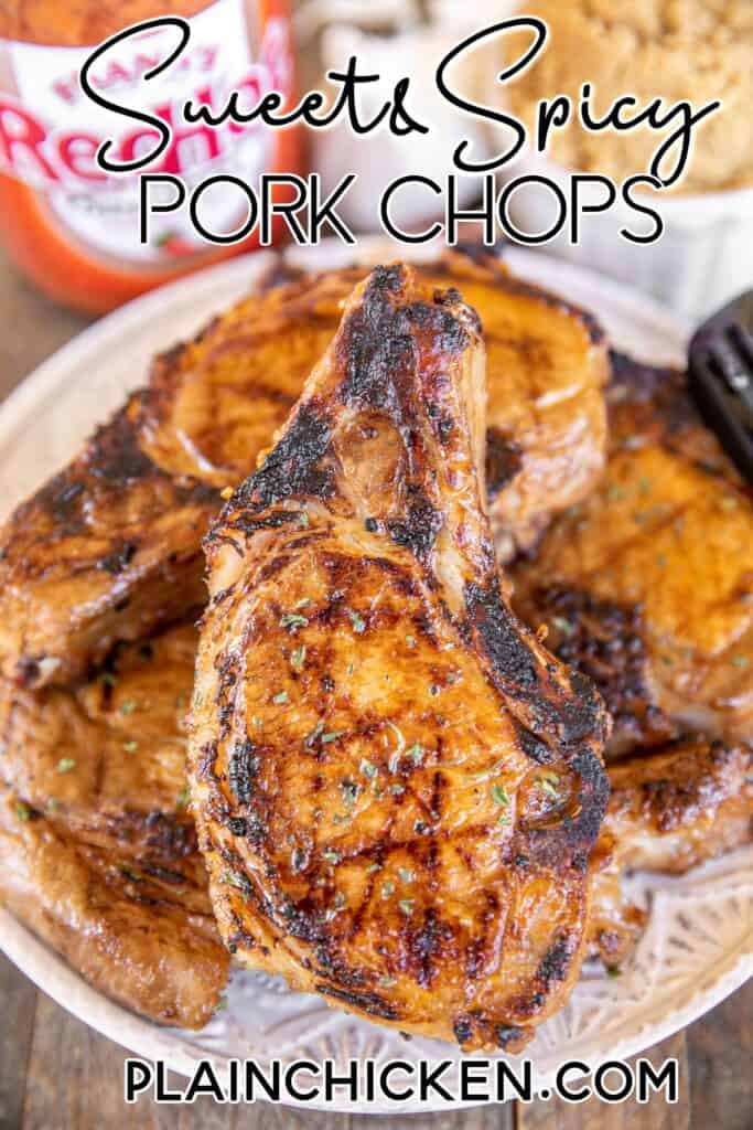 sweet heat pork chops on a plate