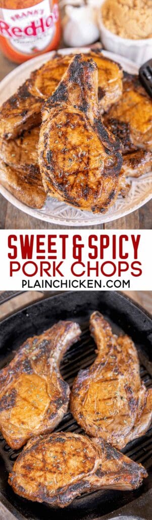 sweet heat pork chops collage