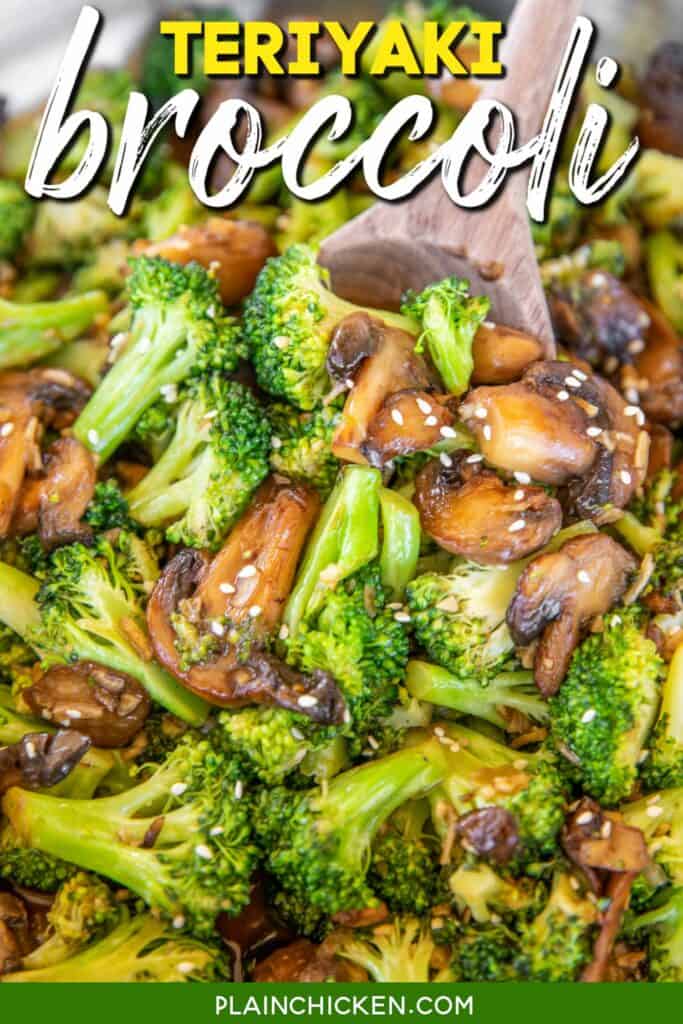 skillet of broccoli & mushrooms