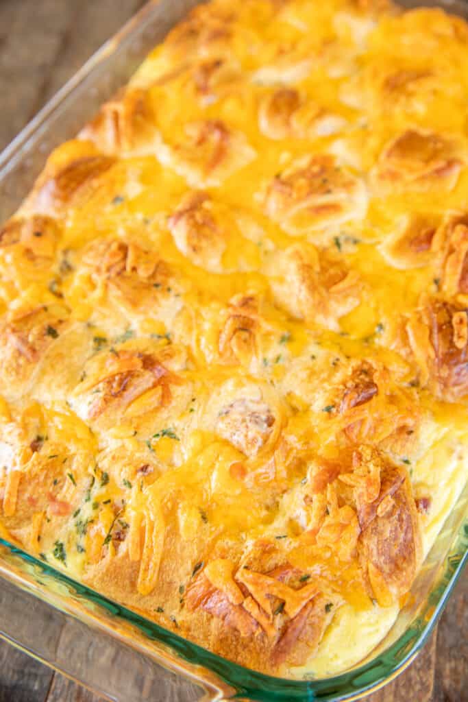 baked crescent casserole in dish