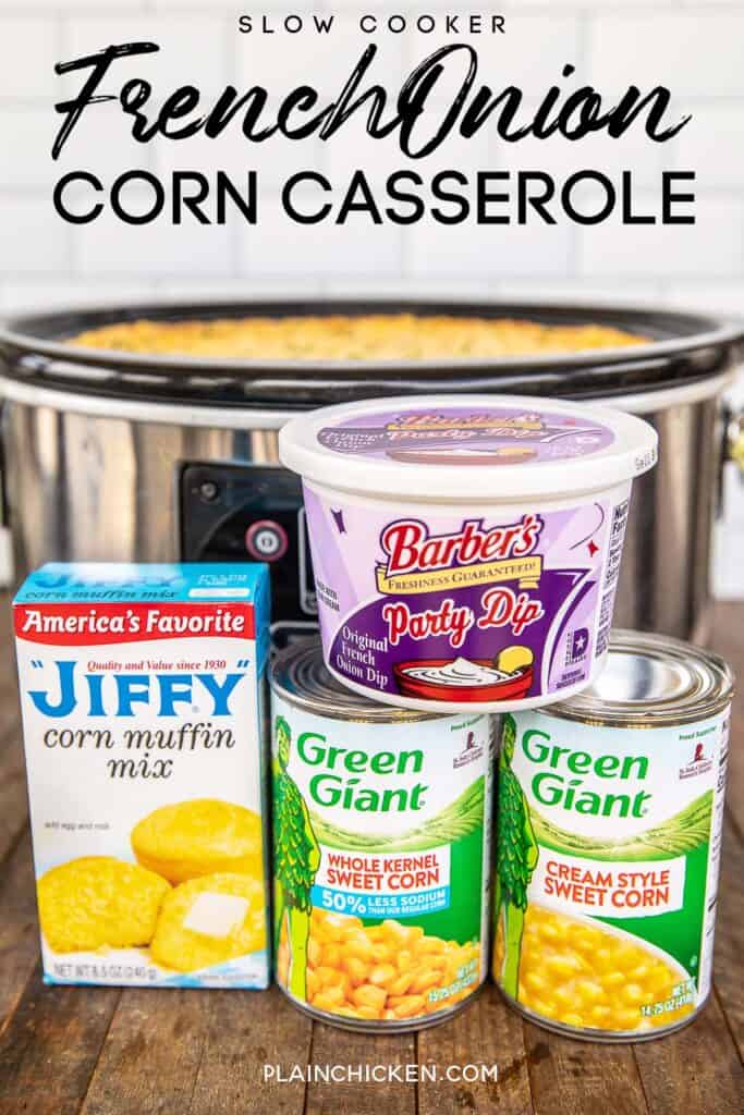 slow cooker corn casserole with ingredients
