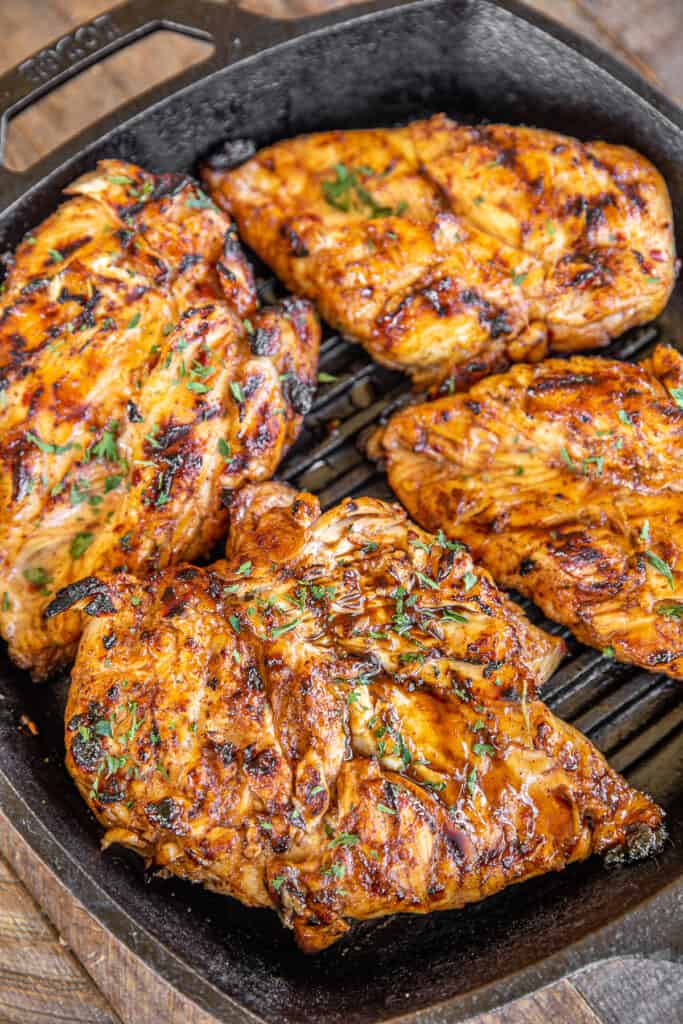 grilled chicken in a grill pan