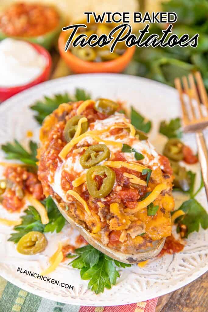 twice baked potato with sour cream and salsa