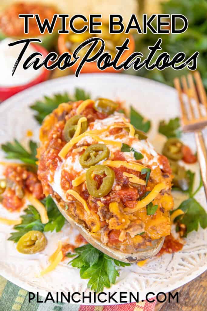 twice baked potato with sour cream and salsa