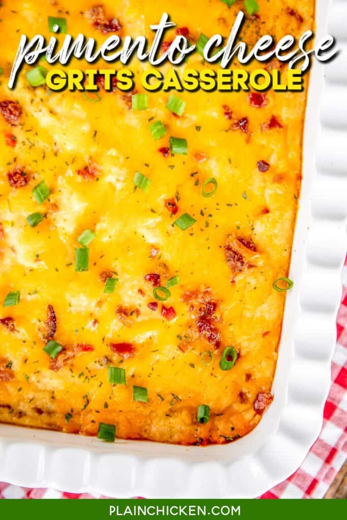 baking dish of cheese grits casserole