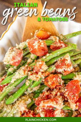 spoonful of green beans and tomatoes