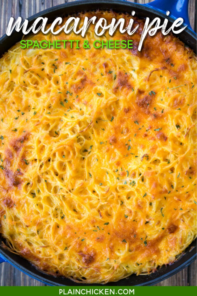 skillet of spaghetti mac & cheese