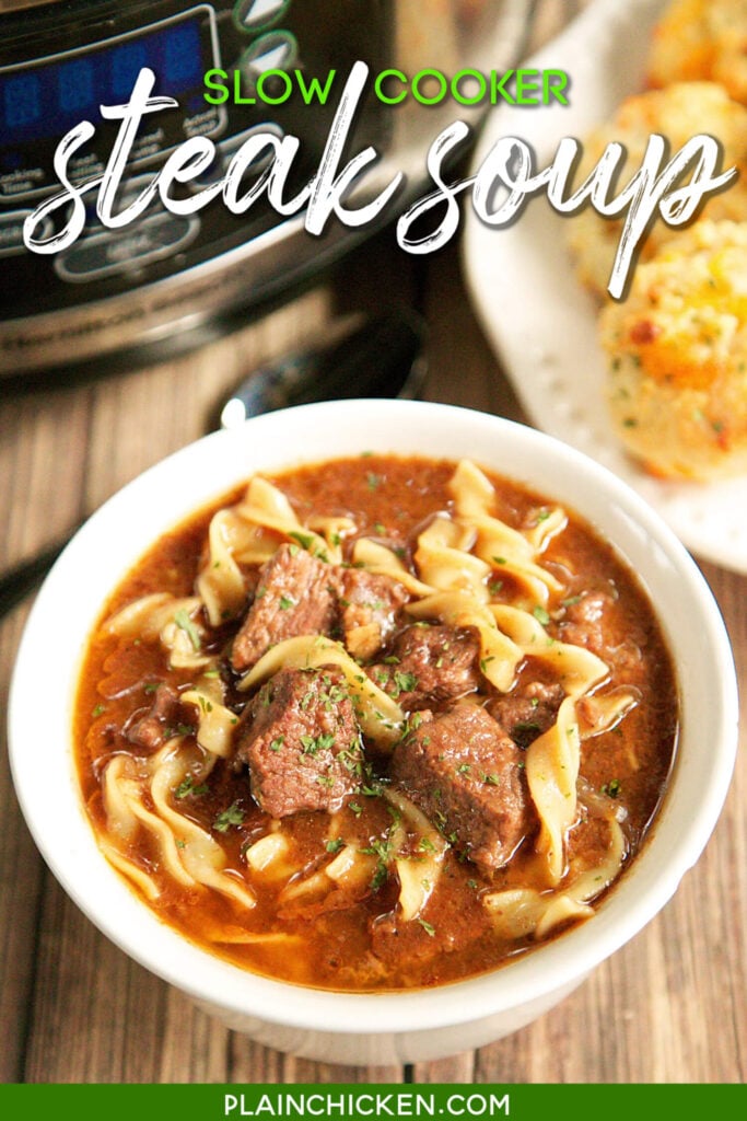 bowl of steak & noodle soup