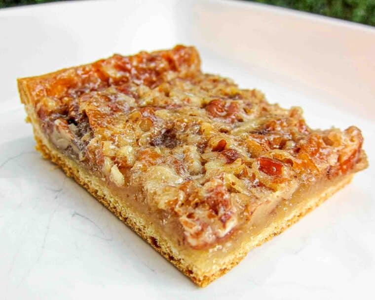 Easy Crescent Pecan Bars - crescent roll crust topped with a delicious pecan pie filling. SO easy and they taste amazing!!! There are never any left! Everyone always asks for the recipe!