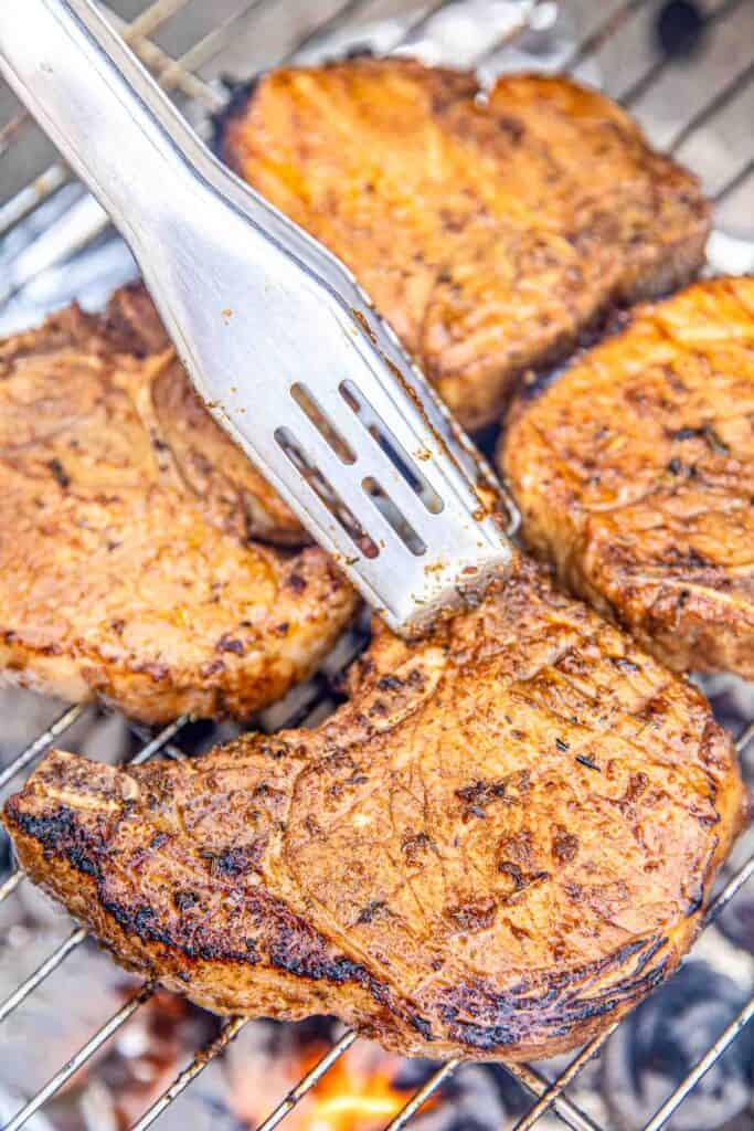 pork chops on the grill