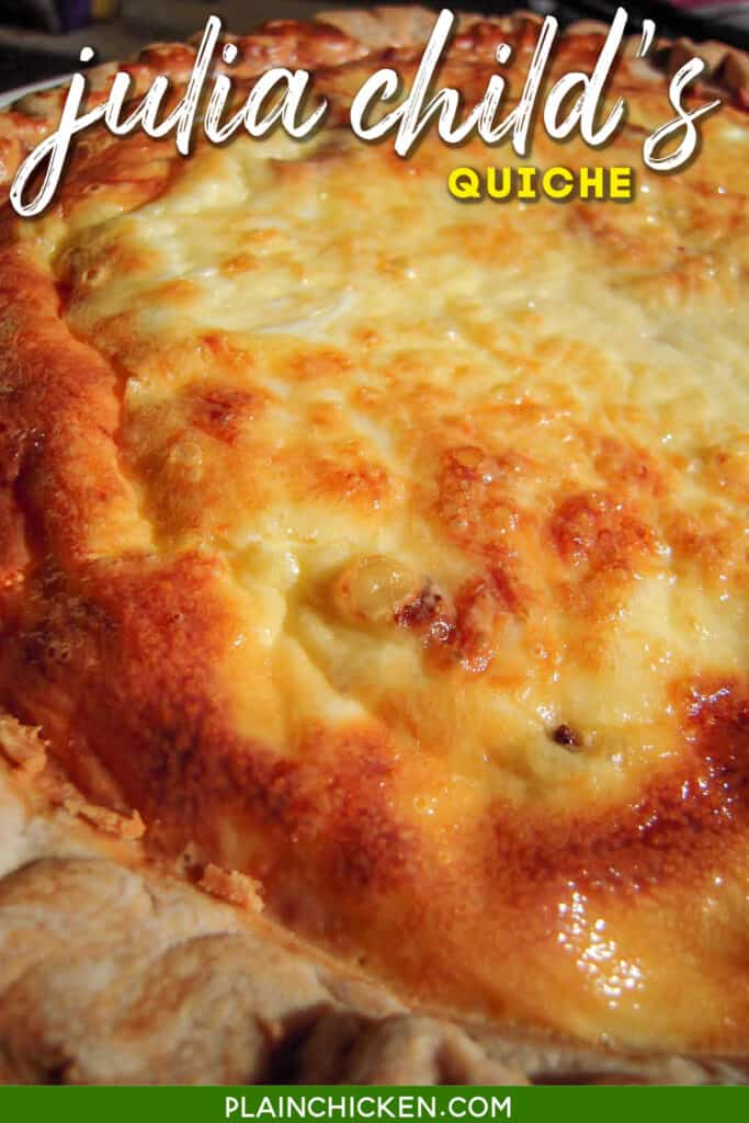Julia Child's Quiche - easy bacon and swiss quiche recipe. Bacon, swiss, eggs, heavy cream, salt, pepper and pie crust. Seriously the most amazing quiche recipe EVER!!! Can make ahead and freeze for later.