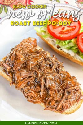 new orleans roast beef po-boy on a plate