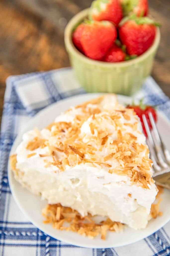 coconut cream pie on a plate