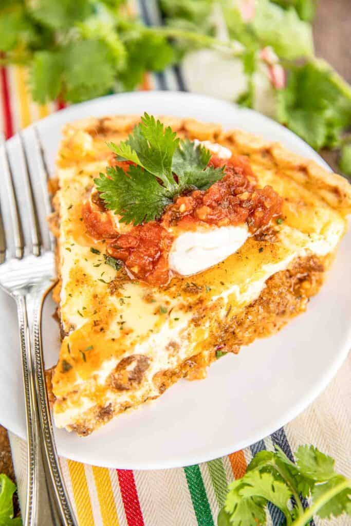 taco ranch quiche on a plate