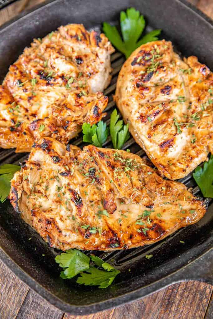 grilled chicken in grill pan