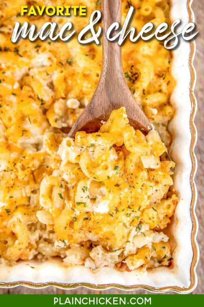 baking dish of our favorite mac & cheese