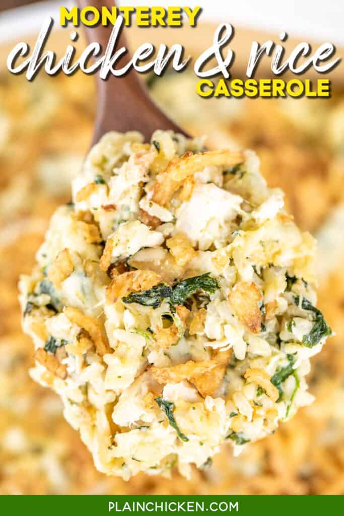spoonful of chicken spinach and rice casserole