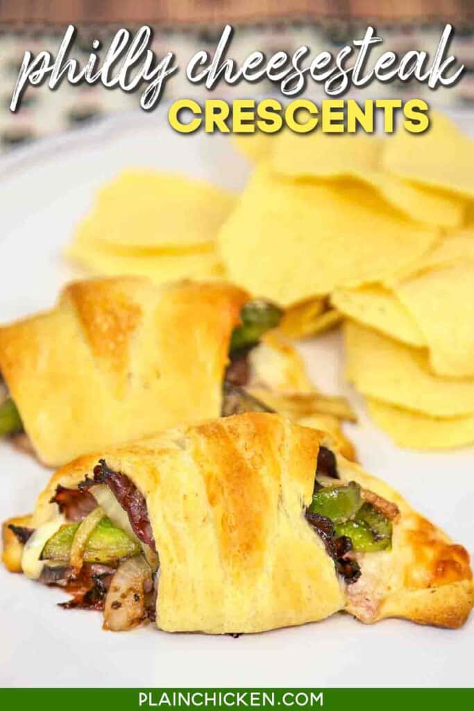 plate of philly cheesesteak crescent rolls