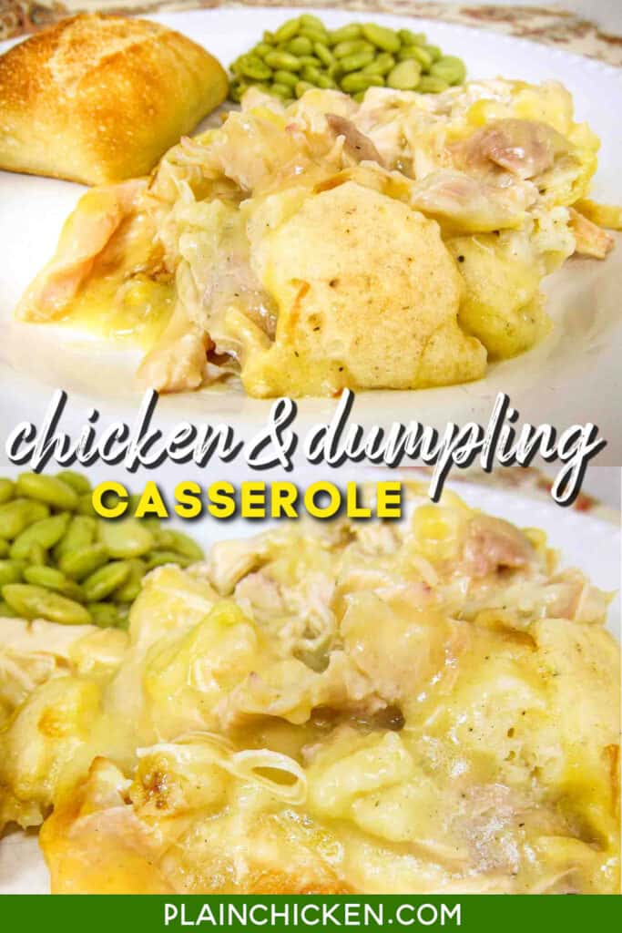 2 photos of chicken & dumpling casserole