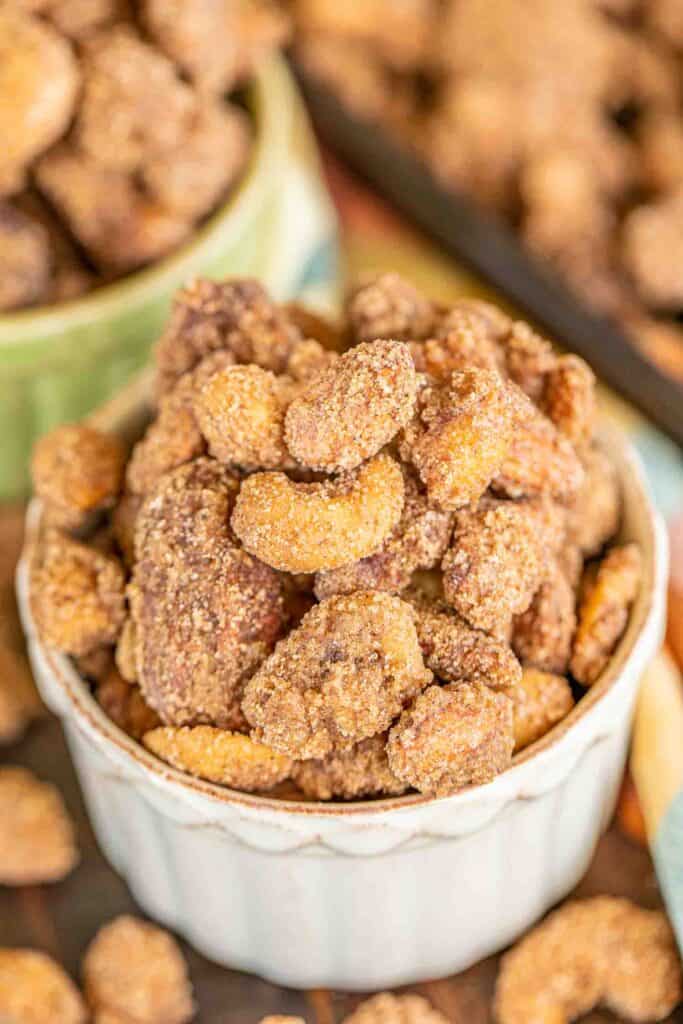 bowl of sugared mixed nuts