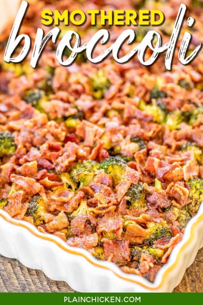baking dish of bacon and broccoli