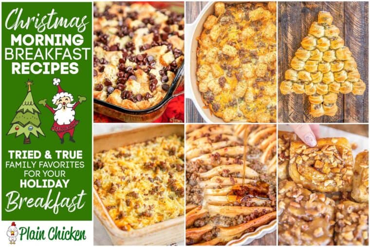 collage of christmas breakfast recipes