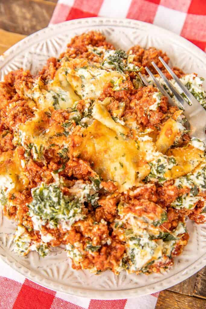plate of italian spinach and ricotta casserole