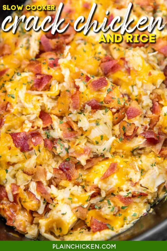 cheesy chicken & bacon rice in slow cooker