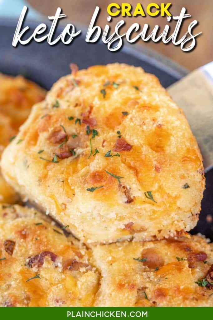 cheddar bacon ranch keto biscuits on a spatula