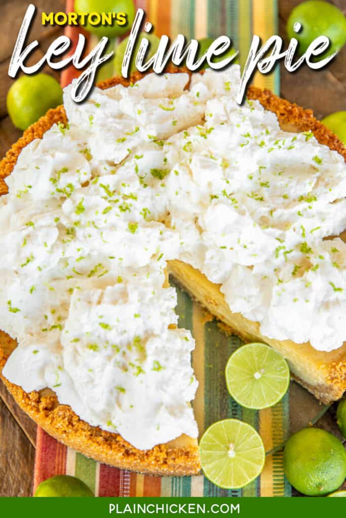 key lime pie topped with whipped cream
