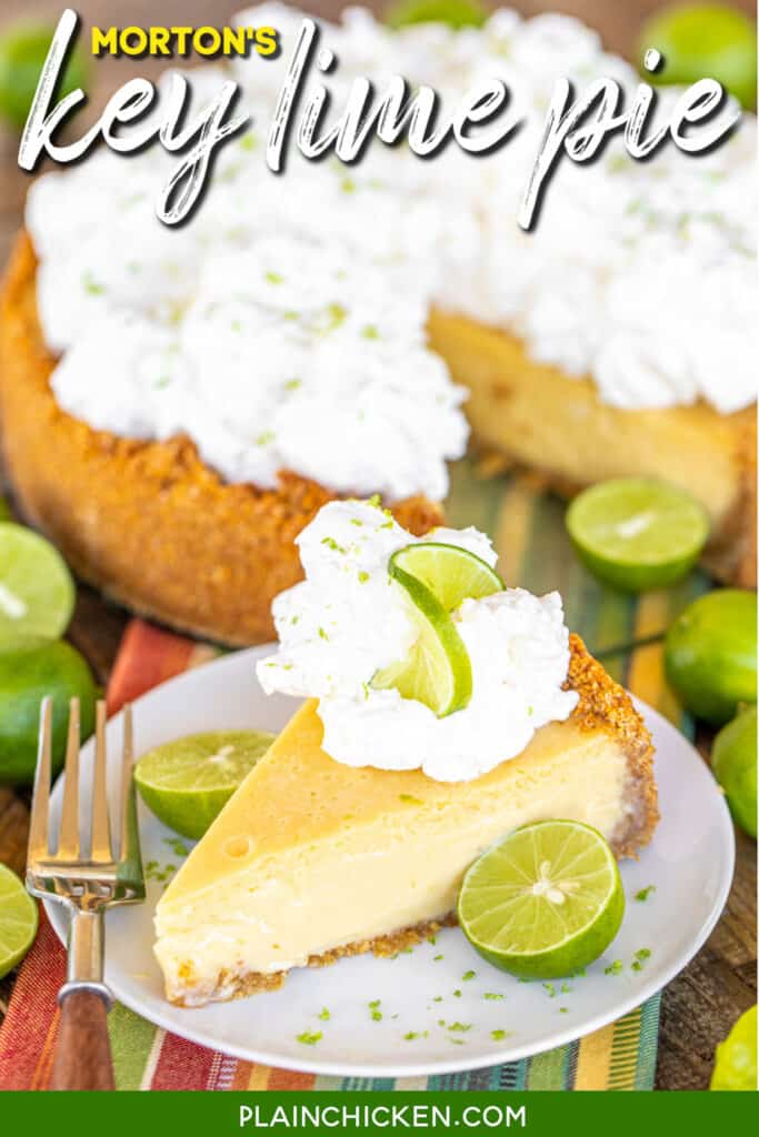 slice of key lime pie topped with whipped cream