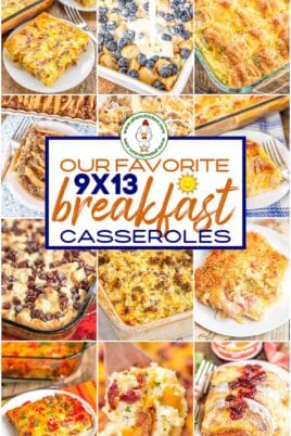 collage of 12 breakfast casserole food photos