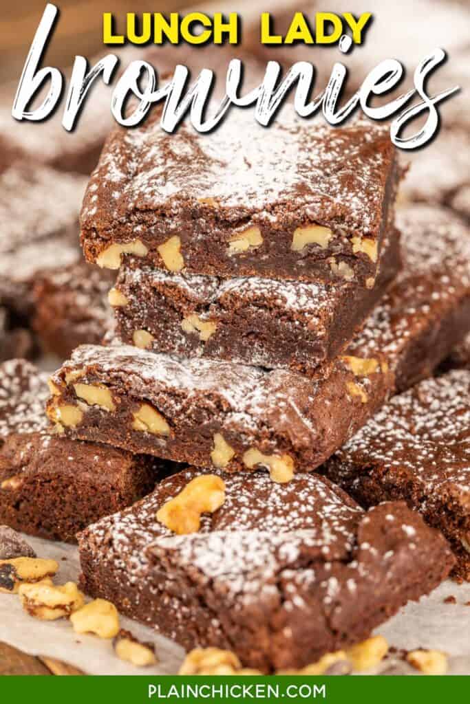 stack of brownies with walnuts